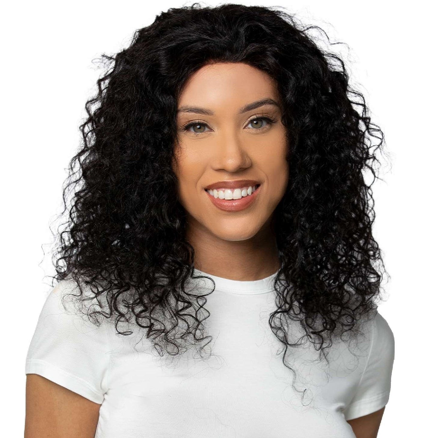 Bare Beauty - Human Hair Wig With T-Part Lace Deep Wave 20 Inch #Natural Color