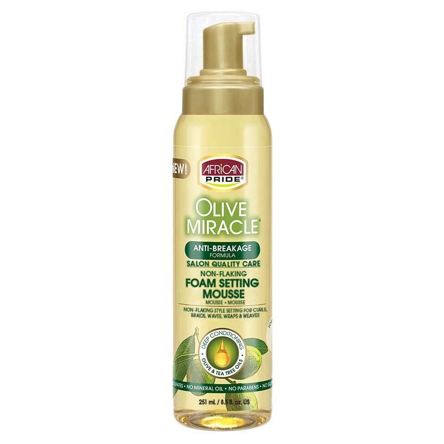 African Pride Olive Miracle Non-Flaking Foam Setting Mousse