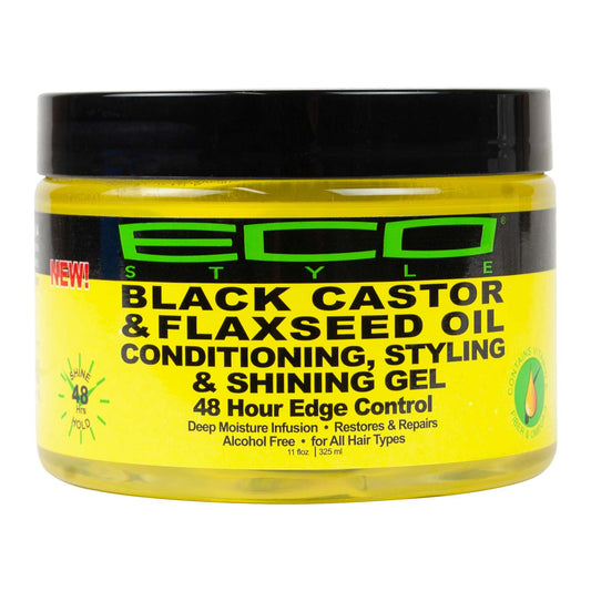 Eco Style Black Castor  Flaxseed Oil Conditioning  Styling  Shining Gel 48 Hour Edge Control